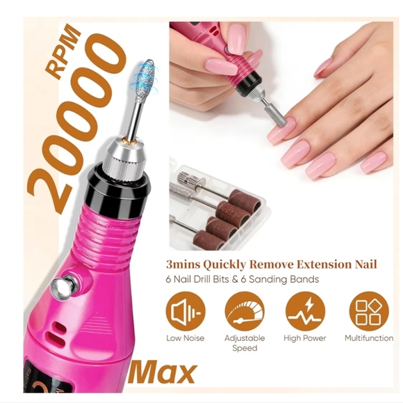 Nail Art Kit with LED Lamp and Drill - Pink - Picture 6 of 12